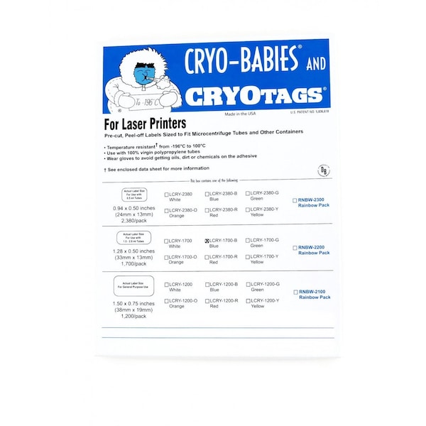 Cryobabies, Laser, 1.5ml, Blue, 1700/pk, 1700PK